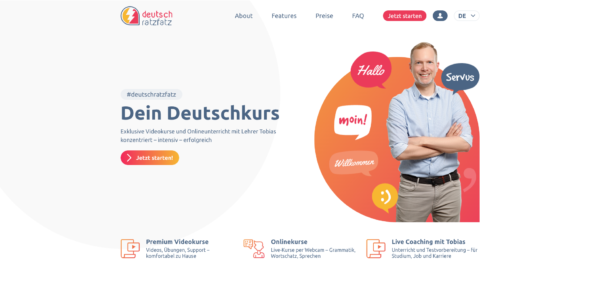 Dein Deutschkurs Desktop Landingpage