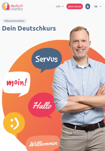 Your German course tablet landing page