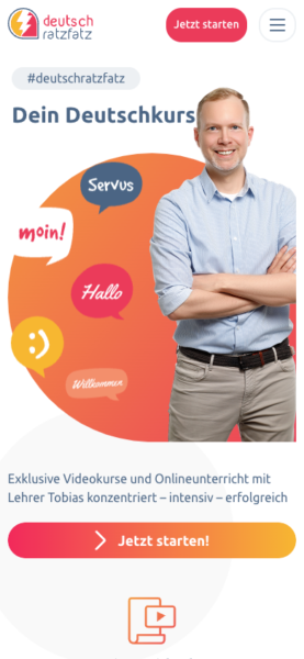 Your German course mobile landing page